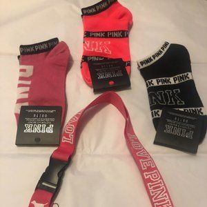 💥“2 for $14” 💥V/S Pink 3 Pair Socks & 1 Lanyard